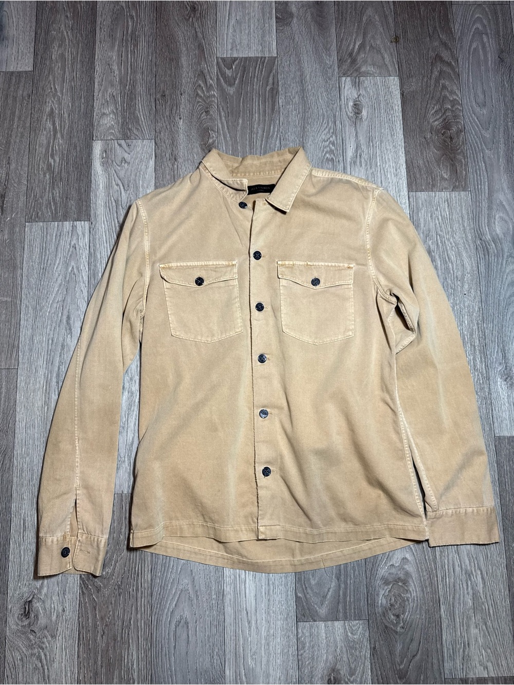 Allsaints Encamp Distressed Heavy Shirt Overshirt Jacket Menโs Size XL